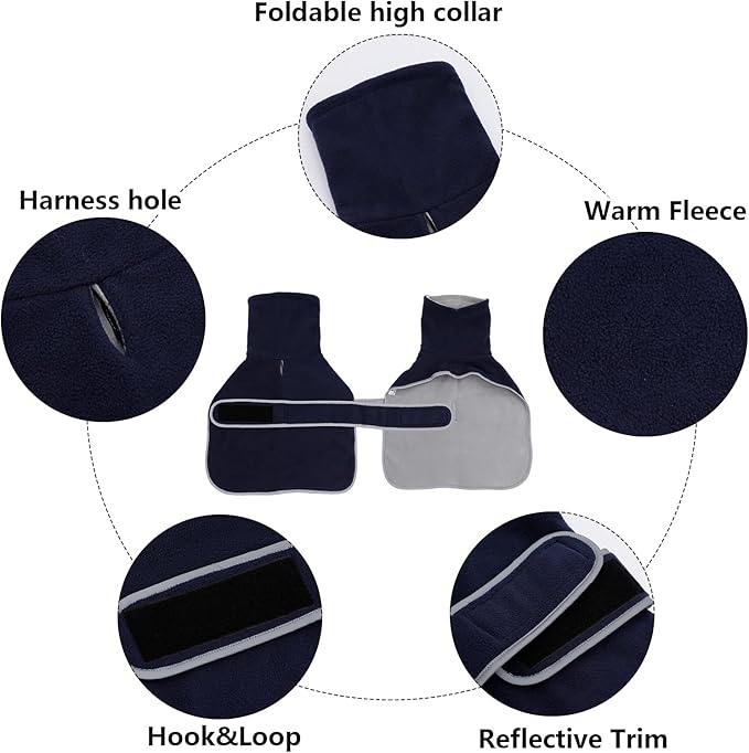 Geyecete Dachshund Sweaters for Dogs Dog Jacket,Dachshund Coat Perfect Dog Winter Coat with Padded Fleece Lining and high Collar,Dog Snowsuit with Adjustable Bands Sizes-Navy-XS