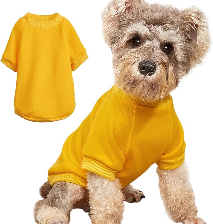 Puppy Sweater for Small Dogs Clothes Warm Winter Cat Clothe Pet Sweatshirt Knitwear Doggie Kitten Clothing, Yellow, X-Small