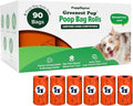 Puppington Certified Home Compostable Poop Bags - ASTM D6400 Compliant - 90 Extra Thick Bags - Plant Based - Pairs with Puppington 3-in-1 Bag & Fits all Standard Poop Bag Dispensers (Poppy Orange)