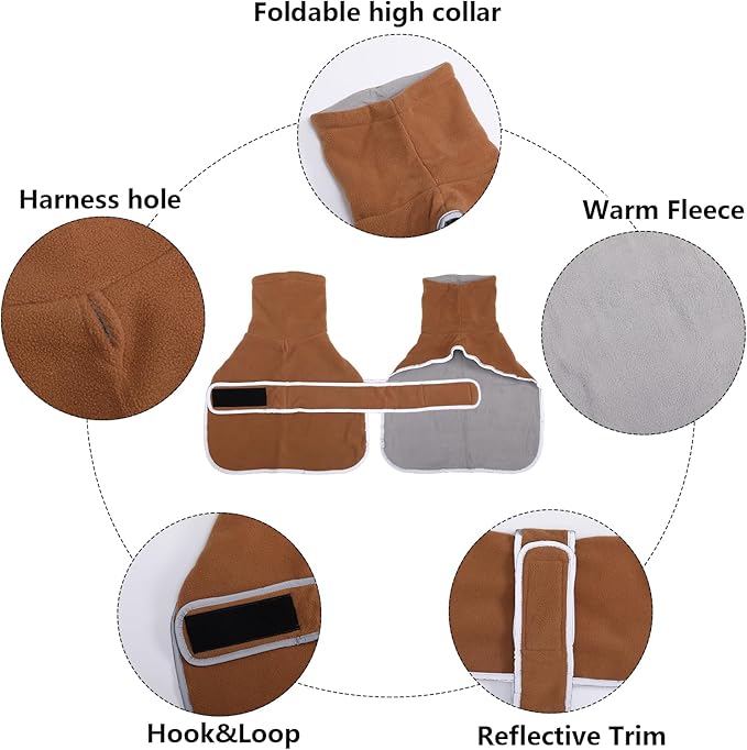 Geyecete Dachshund Sweaters for Dogs Jacket,Dachshund Coat Perfect Dog Winter Coat with Padded Fleece Lining,high Collar,Dog Snowsuit-Brown-S