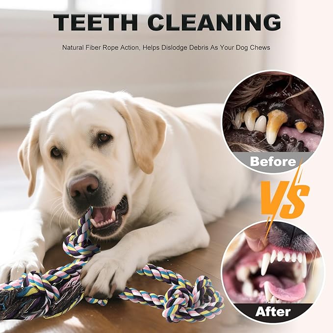 Rope Toys for Dogs Aggressive Chewers, Dog Rope Toy for Large Medium Breed, Tug of War Dog Toys Pack of 7 Indestructible Tough Pet Chew Toy Puppy Essentials Teething Toys Cotton