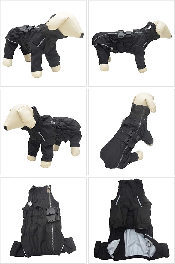 Dogs Waterproof Jacket, Lightweight Waterproof Jacket Reflective Safety Dog Raincoat Windproof Snow-Proof Dog Vest for Small Medium Large Dogs Black XXXL