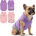 Idepet 2 Pack Dog Fleece Vest Sweater Warm Pullover Jacket with D-Ring Leash Reflective Winter Coat Hoodie for Puppy Cat French Bulldog Pug Chihuahuas Yorkies Dachshunds(Purple&Pink,X-Large)