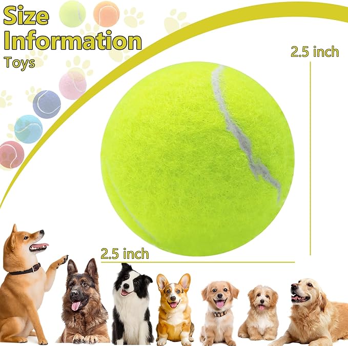 Swingers Squeaky Tennis Balls for Dog,2.5 inch Training Tennis Balls,Exercise Ball for Pet Dog with Mesh Carry Bag Easy to Transport (Multicolor, 24 Pack)