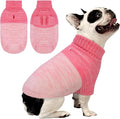 Queenmore Small Dog Sweater, Knitted Pullover Puppy Sweater,Cold Winter Pet Sweaters for Dog Girls Boys, Soft Turtleneck Knit Sweater with Leash Hole,Long Sleeves Christmas DogSweater(Pink,S)