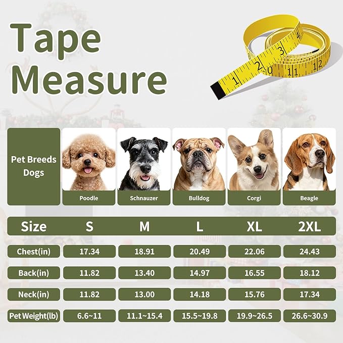 Dog Winter Coat for Small & Medium Dogs (Up to 31lb), Waterproof Dog Coat with Harness, Puppies Windproof Puppy Puffer Jacket, Snowsuit for Dachshund,Frenchie, Corgi (Classic Green, 2XLarge)