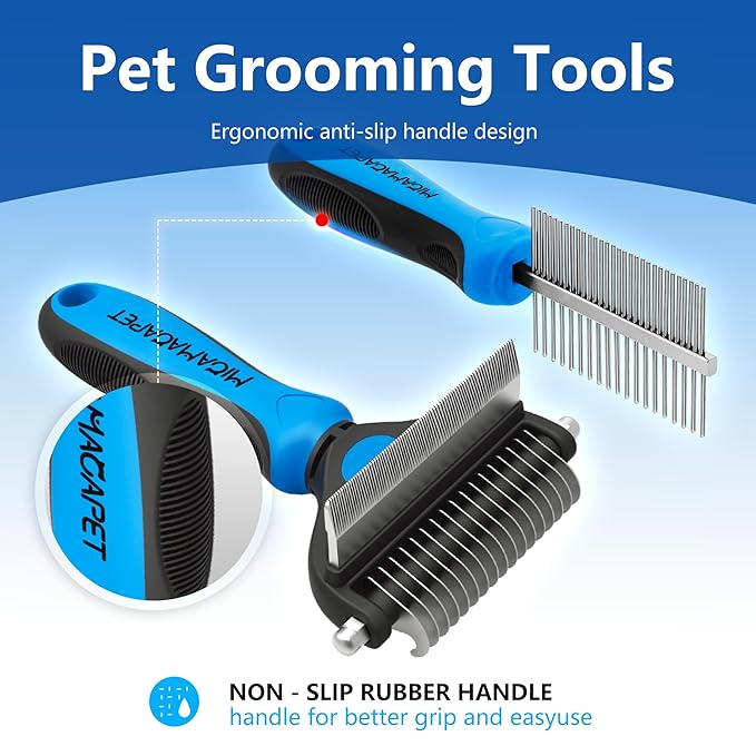 Pet Grooming Set with Shedding Brush and Dematting Comb，Brush for Small Breed Dogs，Cat Shedding Brush，Stainless steel teeth remove tangled hair，Pet Grooming Tools-Small