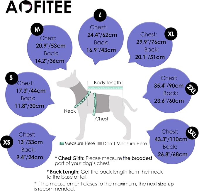 AOFITEE Dog Coat, Warm Winter Jacket for Medium Dogs, Reflective Turtleneck With Built-in Harness, Waterproof Windproof Pet Fleece Vest Puffer, Blue M
