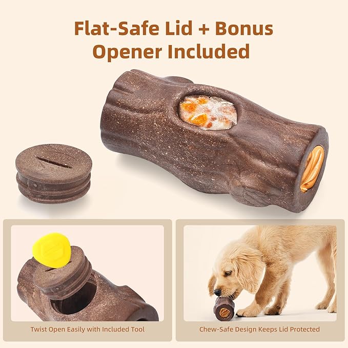 2 Pack Dog Toys for Aggressive Chewers, Interactive Indestructible Dog Toys to Keep Them Busy, Durable Dog Frozen Treat Toy for Large & Medium Dogs, Reduces Anxiety & Extends Playtime, Red Brown