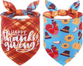SCENEREAL Thanksgiving Dog Bandanas 2 Pack, Puppy Fall Orange Turkey Triangle Bibs Handkerchief, Reversible Holiday Dog Bandana for Boy and Girl, Premium Pet Scarf for Small Medium Large Dogs XL