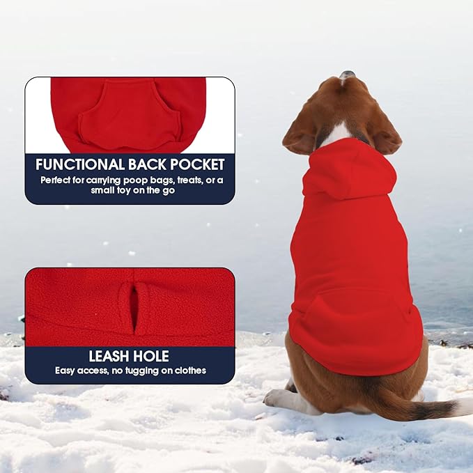 IECOii Warm Dog Hoodie for Large Dogs, Extra Large Dog Hoodie Fleece Vest with Leash Hole & Pocket, Big Dogs Sweatshirt for Giant Breed, Pullover Sleeveless Great Dane Sweater, Red, 4XL