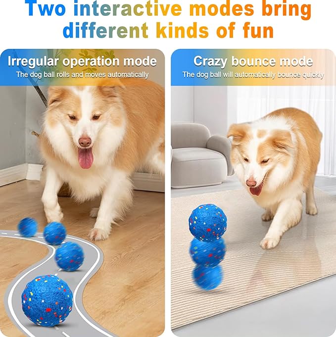 TVM Interactive Dog Toys Ball, Automatic Moving, Bouncing Chew Toys, E-TPU Material, Suitable for Large and Medium-Sized Dogs, Used for Boredom Relief and Daily Training, USB Rechargeable