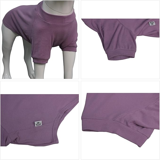 Lovelonglong Ribbed Dog T-Shirt Cotton Knitted Dog Sweaters for All Season Pet T-Shirts for Large Medium Small Dogs Taro Purple 2XL