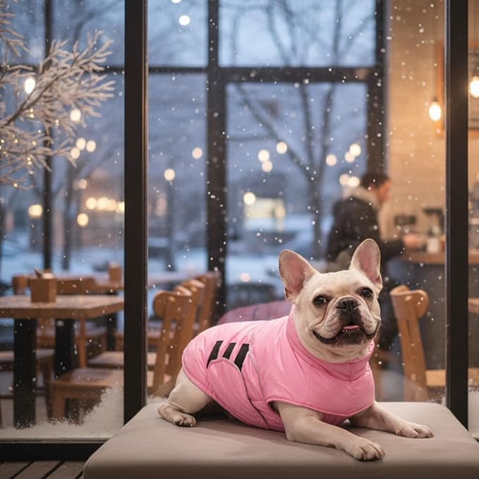 ASENKU Extra Warm Dog Coat - Winter Fleece Jacket with Reflective Stripe, Zippered Leash Hole for Medium Dogs (Pink, M)