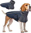 SlowTon Winter Dog Coat, Warm Polar Fleece Lining Doggie Outdoor Jacket with Turtleneck Scarf Reflective Stripe Adjustable Waterproof Windproof Puppy Vest Soft Pet Outfits (M+,Dark Blue)