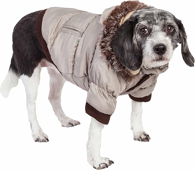 PET LIFE Classic Metallic Fashion Pet Dog Coat Jacket Parka w/ 3M Insulation and Removable Hood, X-Small, Metallic Grey