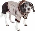 Pet Life Classic Metallic Winter Dog Coat with Zippered Removable Fur Hood - Dog Jacket Features 3M Thinsulate Insulation Warming Technology - Dog Clothes Sizing fits Small, Medium and Large Dogs Grey