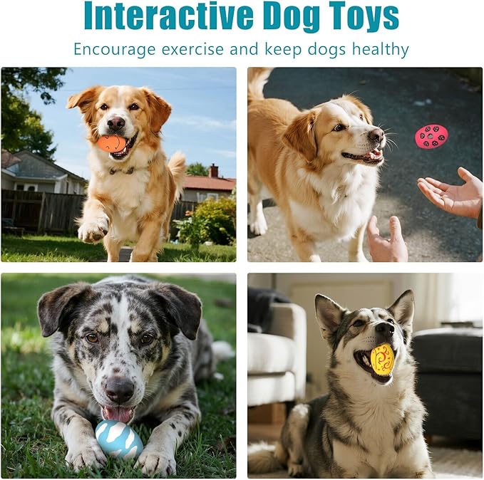 Dog Toys, Squeaky Latex Rubber Bouncy Balls, Squeaky Egg Dog Toys Balls, 6 Pack Interactive Squeak Dog Toy Set for Medium Large Breeds Dogs (6 Pack, Large)