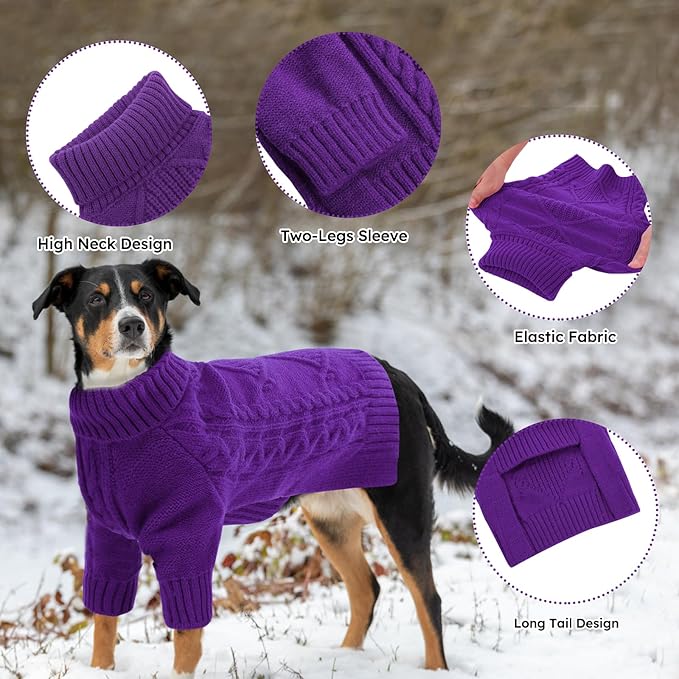 ASENKU Knitted Dog Sweater, Pullover Big Thermal Dog Winter Sweater, Turtleneck Doggy Sweaters for Large Medium Dogs Boy Girl,Warm Pet Sweatshirt for German Shepherd,Great Dane,5XL