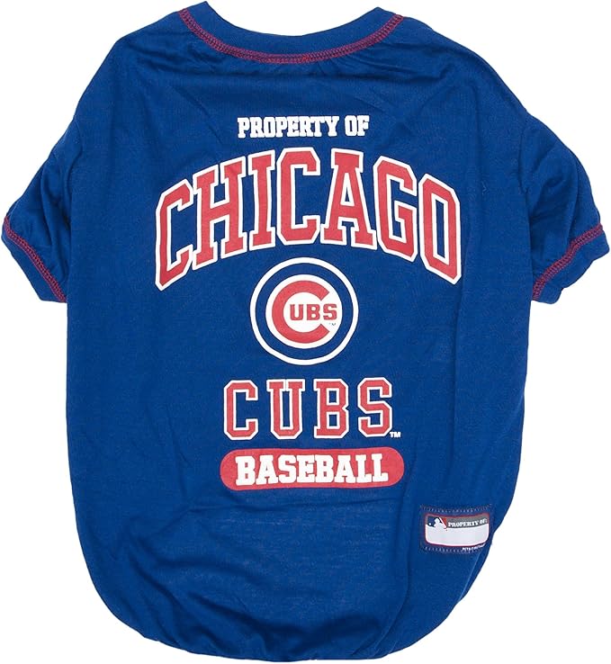MLB Chicago Cubs Dog T-Shirt, X-Large. - Licensed Shirt for Pets Team Colored with Team Logos. - Premium Stretchable Materials for The Comfort of Your Dog & cat.