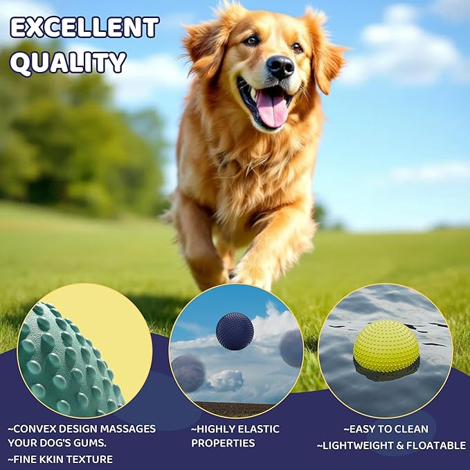 Dog Balls, EVA Dogs Toy Ball for Aggressive Chewers, 5 Inch Durable High Elasticity Interactive Ball for Training Dog Catch and Fetch, Floatable Toy for Medium and Large Dogs Puppies (Azure)