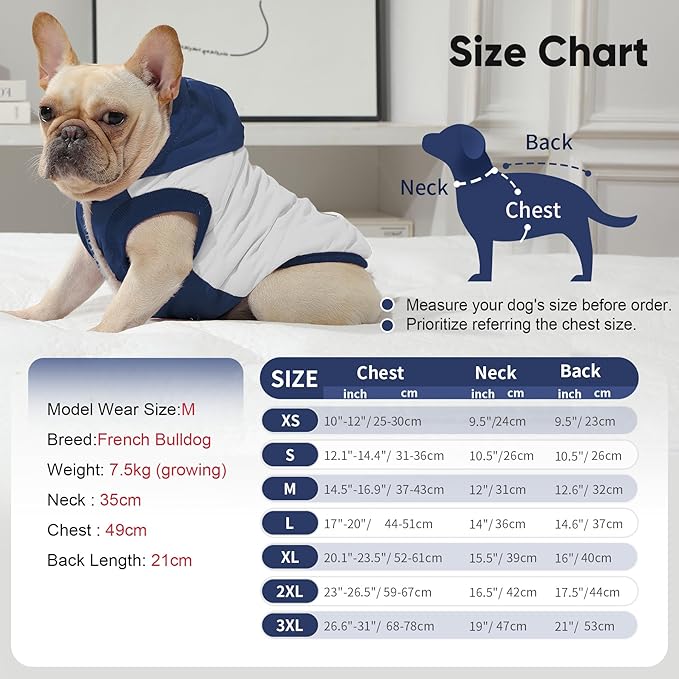 Fleece Lining Extra Warm Dog Hoodie in Winter for Large Dogs Jacket Pet Coats with Hooded,Beige and Blue XXL