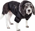 Pet Life Classic Metallic Winter Dog Coat with Zippered Removable Fur Hood - Dog Jacket Features 3M Thinsulate Insulation Warming Technology - Dog Clothes Sizing fits Small, Medium and Large Dogs,Black