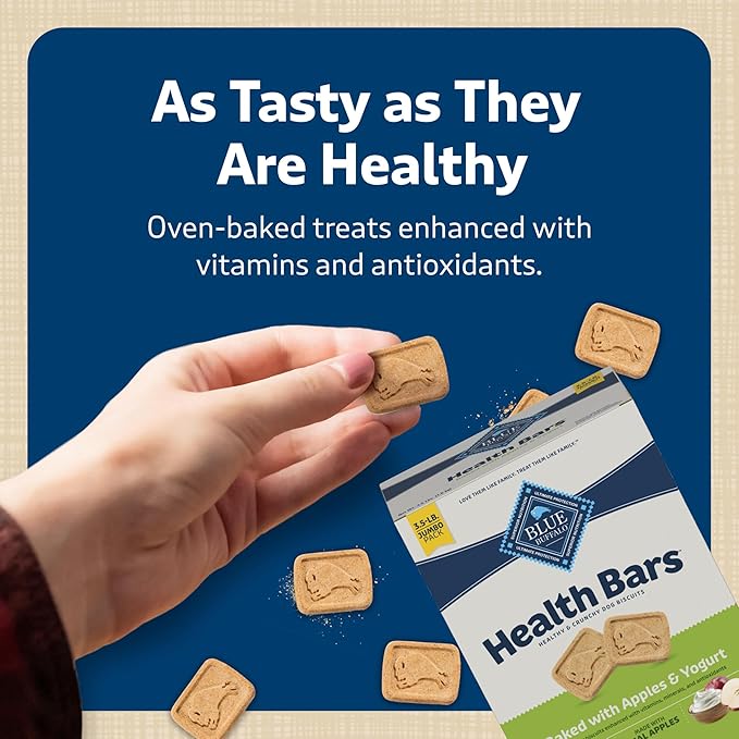 Blue Buffalo Health Bars Oven-Baked with Natural Ingredients, Apples & Yogurt Crunchy Dog Biscuits, 3.5 lbs.