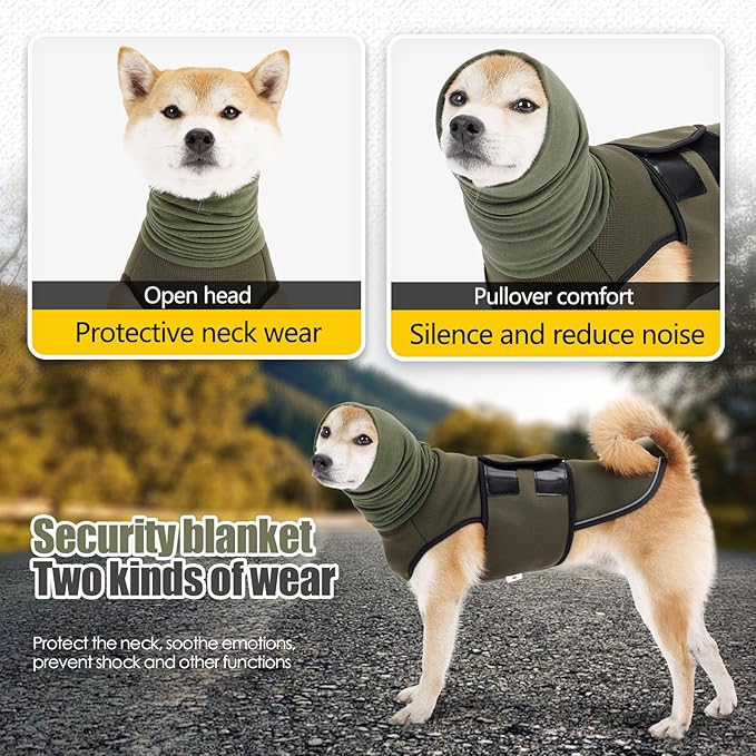 Dog Anxiety Vest,Pet Calming Hoodie Breathable Dog Anti-Anxiety Jacket for Thunder Fireworks and Separation,Green XXL