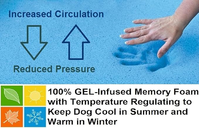 Dogbed4less Orthopedic Gel Cooling Memory Foam Dog Bed with Waterproof Liner and External Washable Cover for Small to Medium Pet