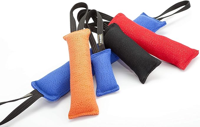 Dingo Gear French Linen tug Toy for Dog, Dog Bumper for Training, Agility, tug of war, Dog bite Pillow for Strong Dog, 1handle 18" Black S00075