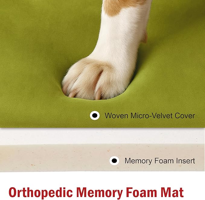 Majestic Pet Orthopedic Memory Foam Dog Crate Mat - Plush Pet Bed Pad for Crates & Kennels | USA Crafted | 42"x26" Villa Apple