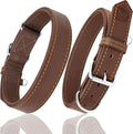 Riparo Dog Collar - Genuine Leather Dog Collars - Heavy Duty Dog Collars for Medium Large and Extra Large Dog Breeds (M: 1” Wide for 14” - 18” Neck, Brown)