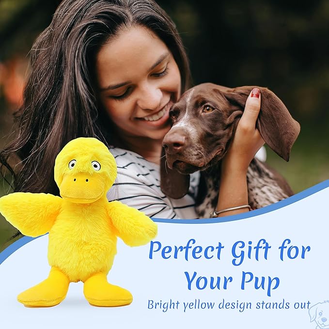 Squeaky Plush Duck Dog Toy - Soft and Durable, Chew Toy for Small and Medium Dogs, Interactive and Adorable, Machine Washable, Ideal Dog Gift for Birthdays and Holidays Yellow