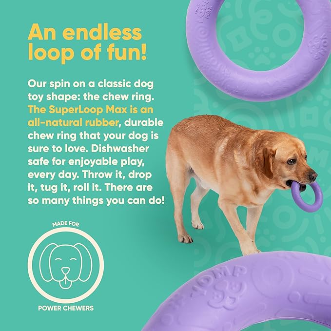 Yomp SuperLoop Max Dog Chew Ring – Durable, Dishwasher Safe, for Active Play, Tug, Fetch & Chew