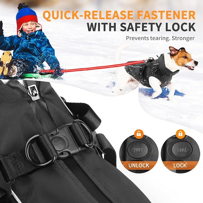 Dog Winter Coat Reflective Water-Resistant Jacket, Fleece Lined Windproof Puppy Coat with Back Zipper & D-Ring, Cold Weather Dog Coats for Small Medium Large Dogs (XL, Black)