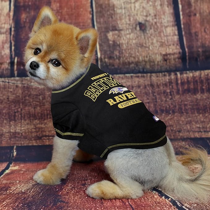 NFL Baltimore Ravens Dog T-shirt Medium. - Licensed Shirt for Pets Team Colored with Team Logos- Premium Stretchable Materials for the comfort of your Dog & Cat