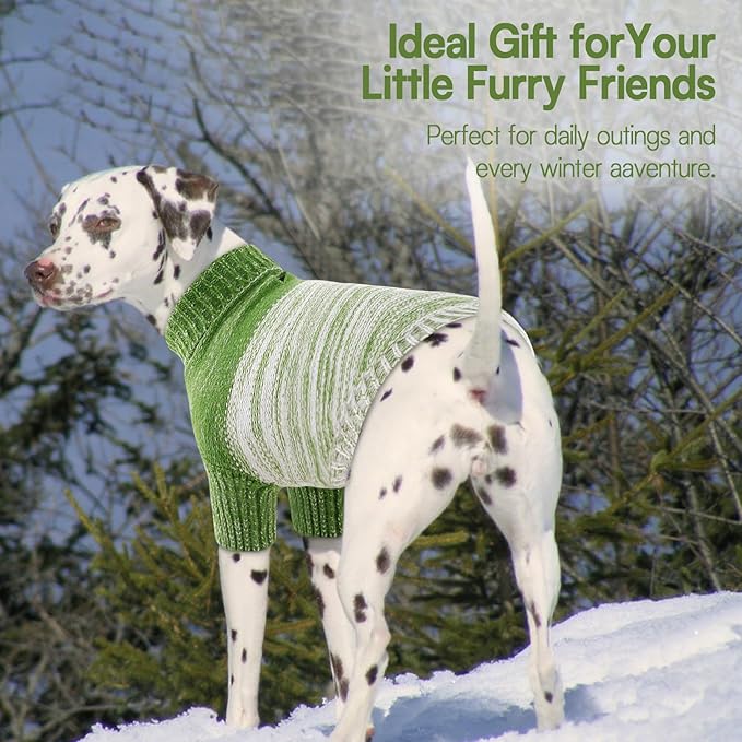 Queenmore Pullover XL Dog Sweater,Classic Turtleneck Warm Dogs Sweater with Leash Hole for Dog Girls Boys,Winter Knitwear Clothes for Dachshund,Corgi,French Bulldog(Green,XL)