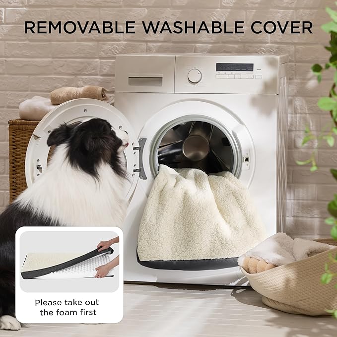 Bedsure XL Dog Beds Large Sized Dog -Comfy Flat Extra Large Pet Beds with Removable Washable Cover, Orthopedic Egg Crate Foam Mat, Suitable for Pet Up to 100 lbs