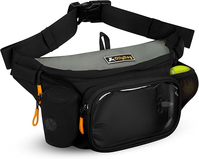 OllyDog Trailblazer Pack | Fanny Pack | Dog Treat Pouch | Includes Rubber Fetch Ball | Water-Resistant | Poop Bag Dispenser | Hands-Free | Dog Walking & Training