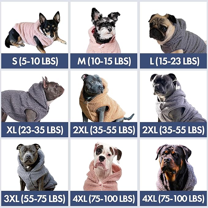 Spark Paws Teddy Dog Sweater, Sherpa Vest with Warm Fleece Lining, Winter Coat Suitable for Small Medium Large XL XXL Breeds - Brown - XL