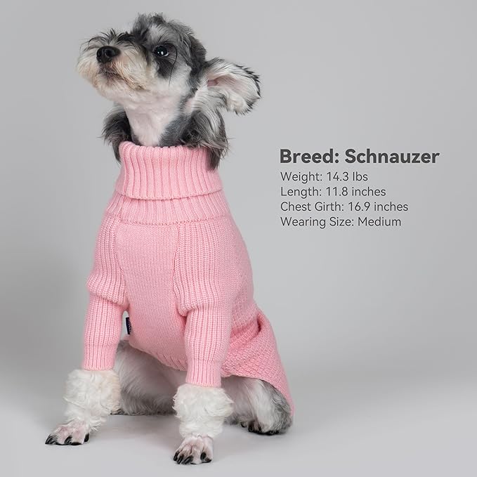 cyeollo 4XL Dog Sweater,Knitwear Turtleneck Soft Knitwear Pullover Sweaters Warm Dog Clothes for Large Female Dogs,Pink XXXXL