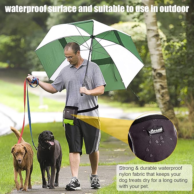 LIOPARD Treat Training Pouch for Dogs, Pet Treat Pouch, Dog Treat Pouches, Dog Treat Bag, Dog Training Treat Bag, Slanted Opening, Ideal for Dog Walking & Training (Green)