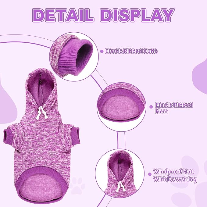 Dog Sweaters for Large Dogs Hoodie Fleece Dog Sweater Soft Clothes Sweatshirt with Pocket Hoodie for Large Dogs(Purple&XL)