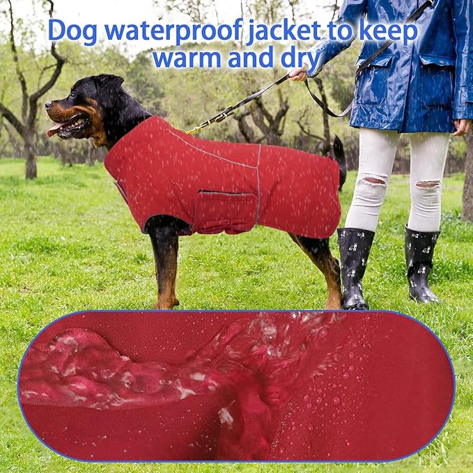 MIGOHI Dog Snow Jacket,Large Dog Winter Coat,Winter Jackets for Dogs,Fleece Jacket for Dogs Boy Girl,Pet Clothes for Hiking Camping,Corgi,Shibainu,L,Red