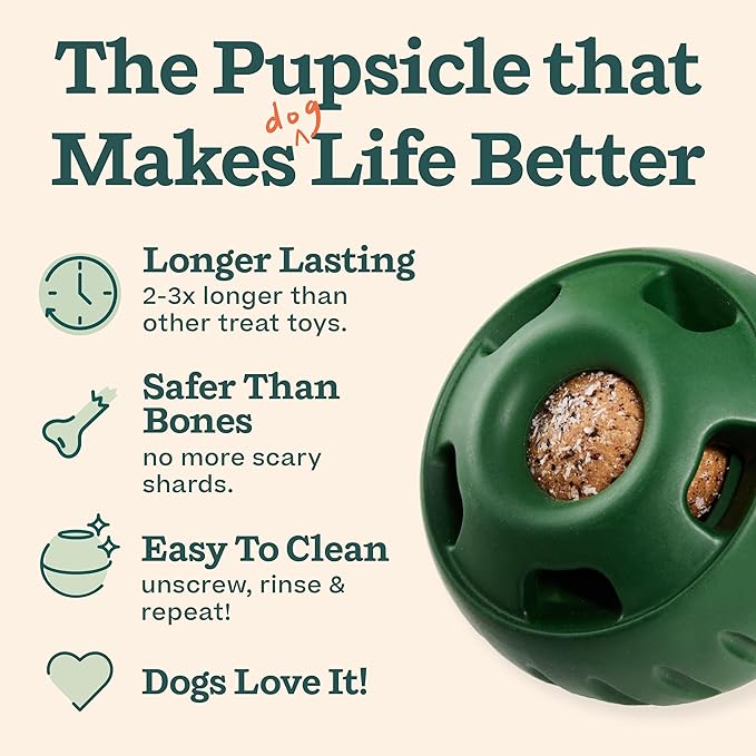 WOOF Starter Pack - Interactive Dog Toys for Boredom - Dog Treat Molds Silicone - Chicken-Flavored Healthy Treats for Dogs - Pupsicle Doggy Enrichment Toy - for XL Pups - 75+ lbs