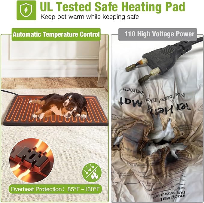 GUTINNEEN Heated Dog House Outdoor 43.3" Large Dog Kennel with Metal Frame Insulated Dog Crate Cage for Large Dogs Outside with Heater and Insulated Liner, Light Brown