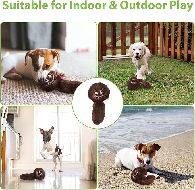 PETGEEK Interactive Squeaky Dog Toy, Upgraded Automatic Moving Vibrating Dog Ball with Plush Cover, 900mAh Rechargeable Bouncing Ball with Recording Music Mode, Crinkle Dog Toy for Pet Boredom, Brown
