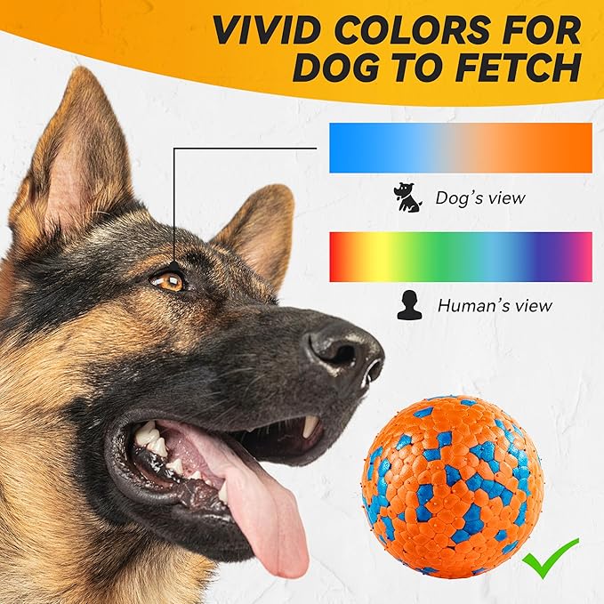 4Pcs Dog Balls, Tennis Balls for Dog Aggressive Chewers, for Large Medium Small Puppy, Training Catch&Fetch, Water Floats Toys, Orange