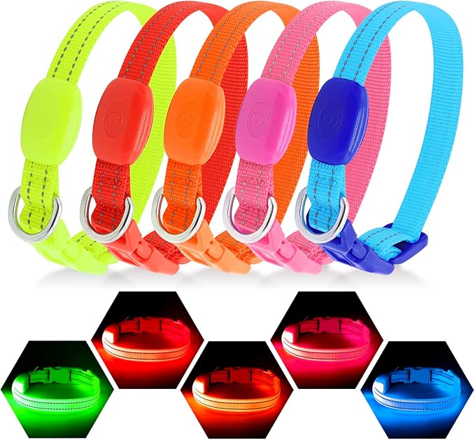 Visinite Light Up Dog Collars for Small Dogs,LED Dog Collar Light Rechargeable,Fully Adjustable Lighted Dog Collar,Glow in The Dark Dog Collars with Dog Lights for Night Walking,Green